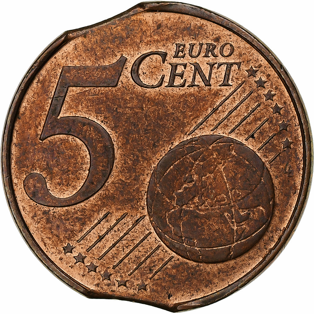 Paesi Bassi, Beatrix, 5 Euro Cent, 2000, Utrecht, error double clip, BB+