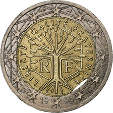 France, 2 Euro, 1999, Paris, error double clip, TTB+, Bimétallique, KM:1289