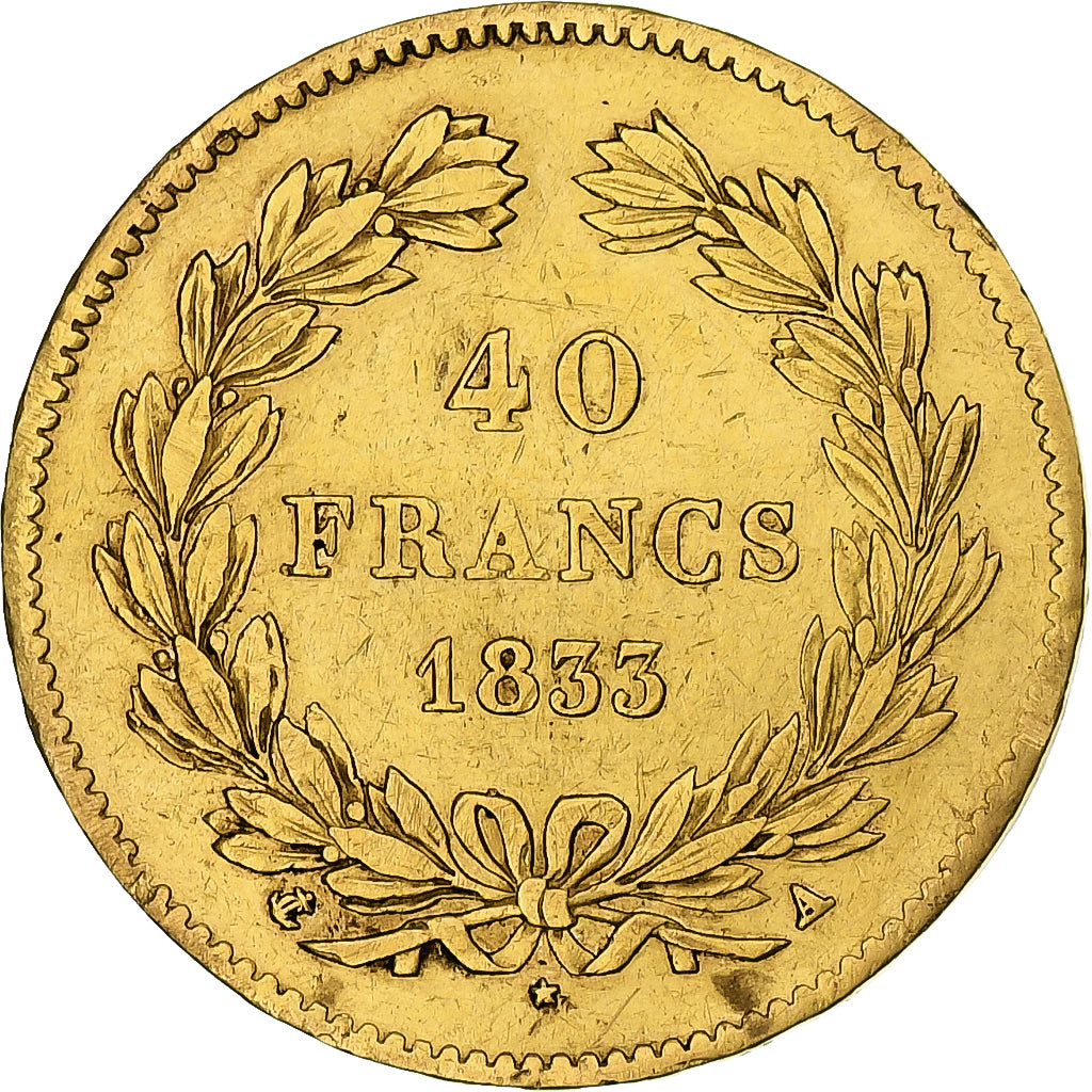 France, Louis-Philippe, 40 Francs, 1833, Paris, TTB, Or, Gadoury:1106, KM:747.1