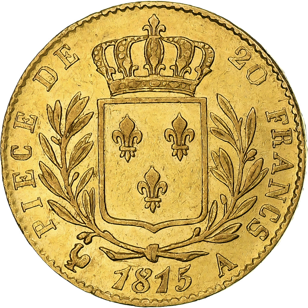 Frankrijk, Louis XVIII, 20 Francs, 1815, Paris, ZF+, Goud, KM:706.1