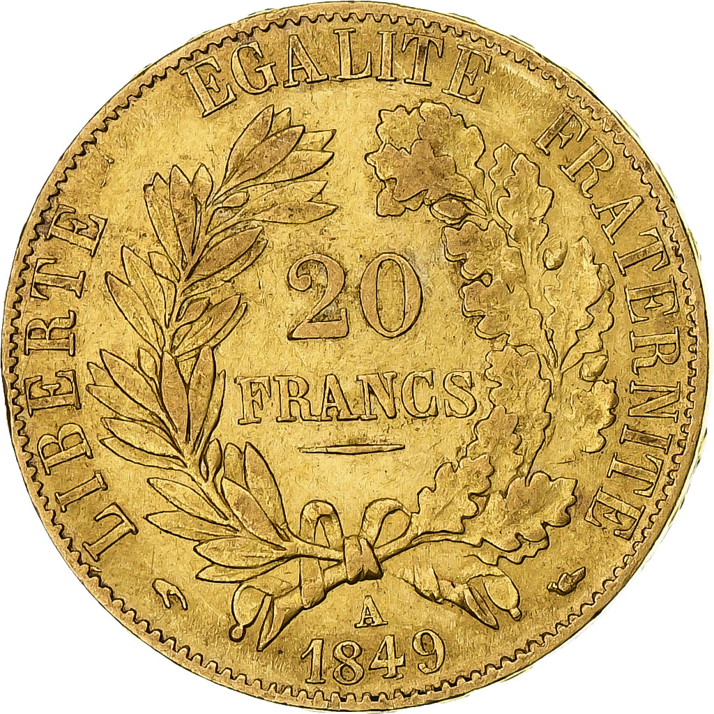 Frankrijk, Cérès, 20 Francs, 1849, Paris, ZF, Goud, KM:762, Gadoury:1059