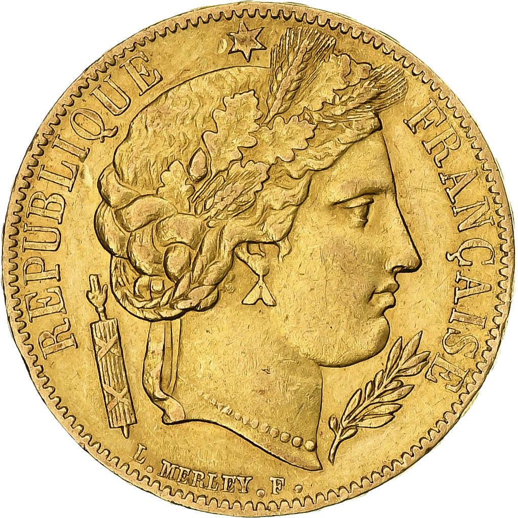 França, Cérès, 20 Francs, 1849, Paris, AU(50-53), Dourado, KM:762