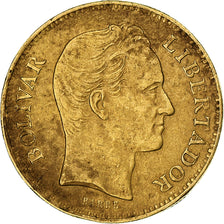 Venezuela, 20 Bolivares, 1880, Caracas, BC+, Oro, KM:32