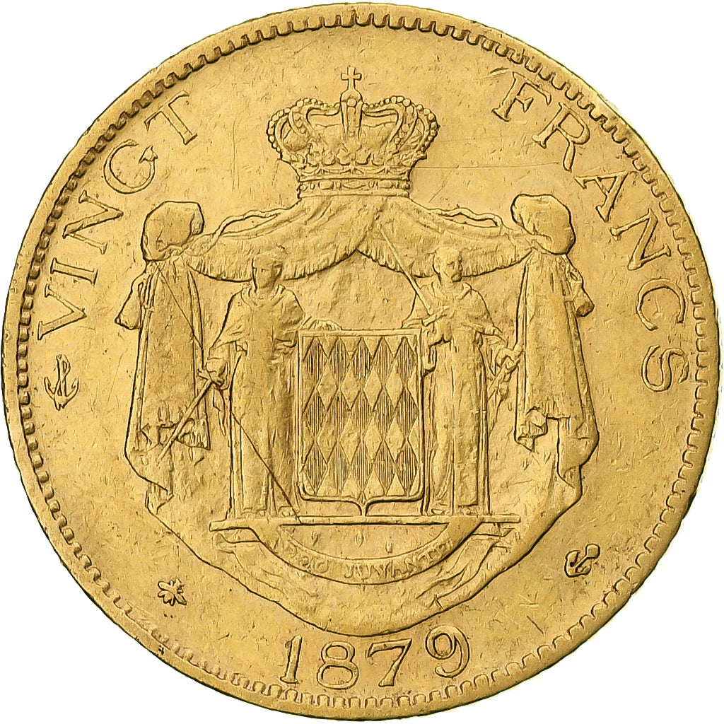 Monaco, Charles III, 20 Francs, Vingt, 1879, Paris, EF(40-45), Gold, KM:98