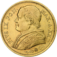 États italiens, PAPAL STATES, Pius IX, 20 Lire, 1867, Roma, TTB, Or, KM:1382.3