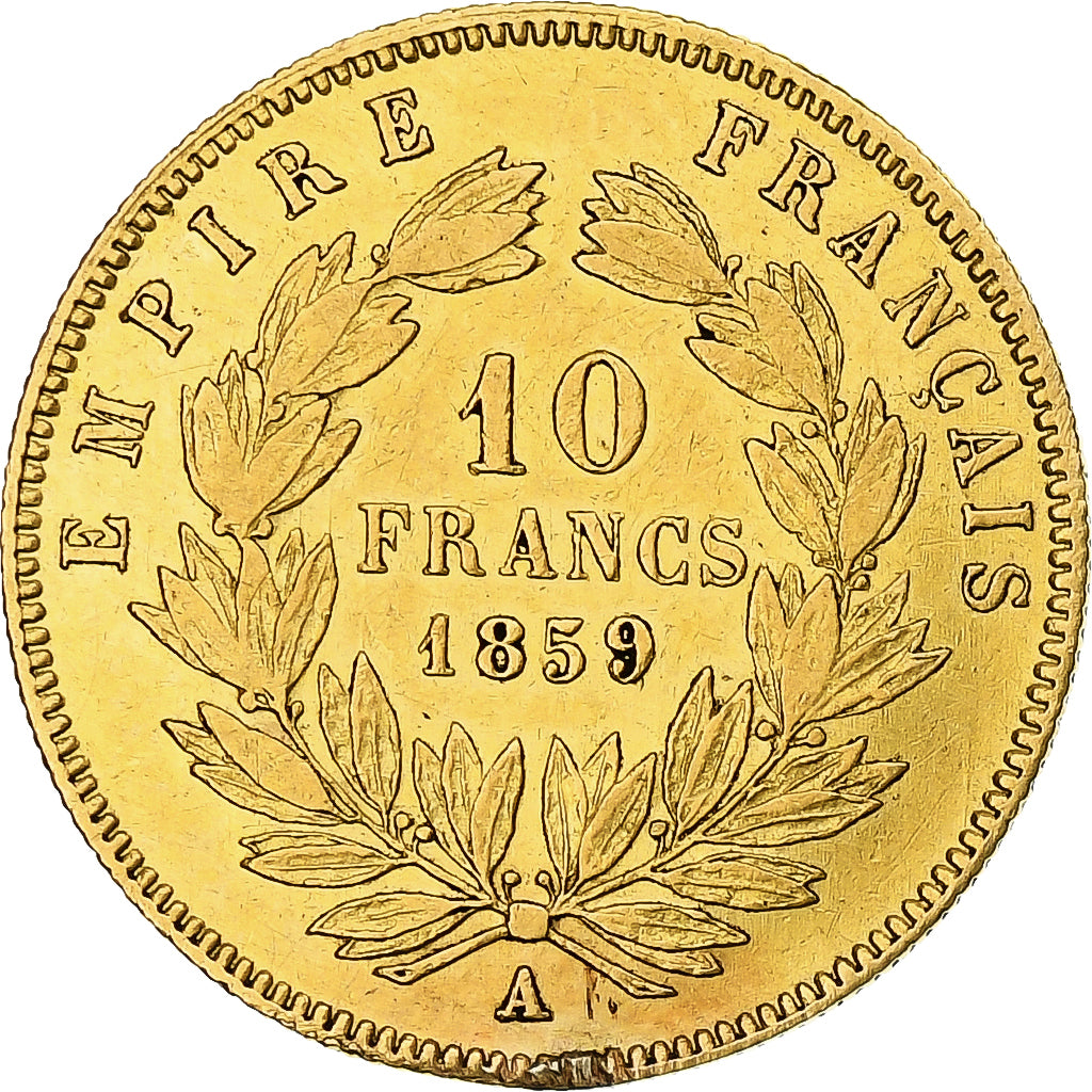 France, Napoleon III, 10 Francs, 1859, Paris, TB+, Or, Gadoury:1014, KM:784.3