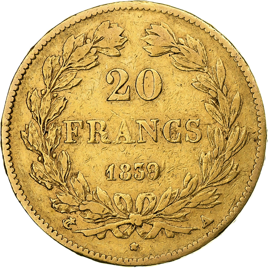 Frankrijk, Louis-Philippe, 20 Francs, 1839, Paris, FR+, Goud, KM:750.1
