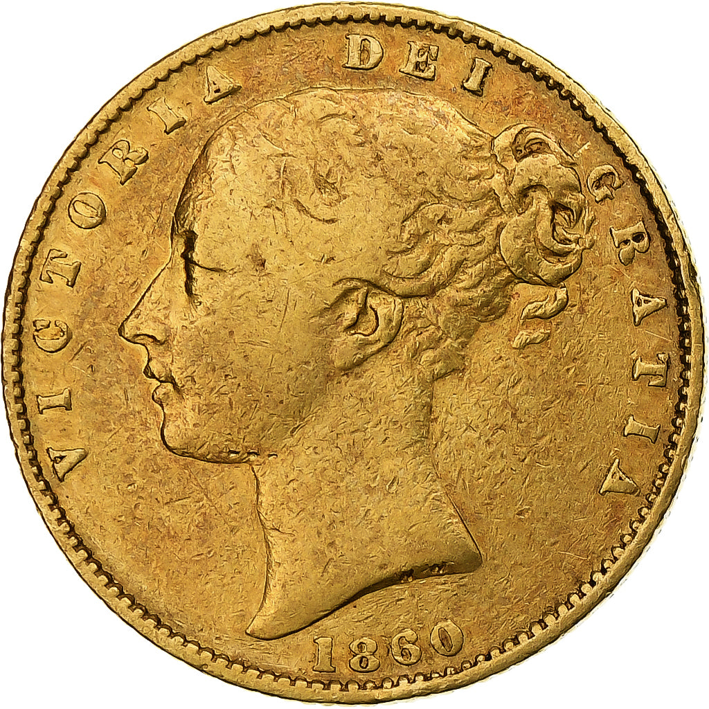 Great Britain, Victoria, Sovereign, 1860, London, Gold, VF(30-35), KM:736.1