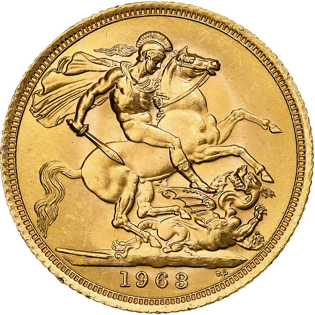Great Britain, Elizabeth II, Sovereign, 1963, Gold, MS(63), KM:908
