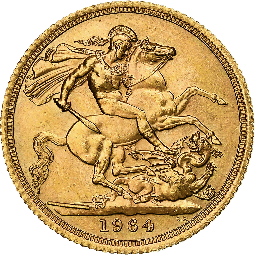 Great Britain, Elizabeth II, Sovereign, 1964, Gold, MS(63), KM:908