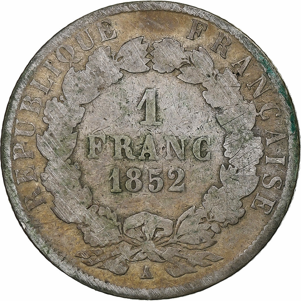 Francia, Napoleon III, Franc, 1852, Paris, Argento, B+, Gadoury:458, KM:772