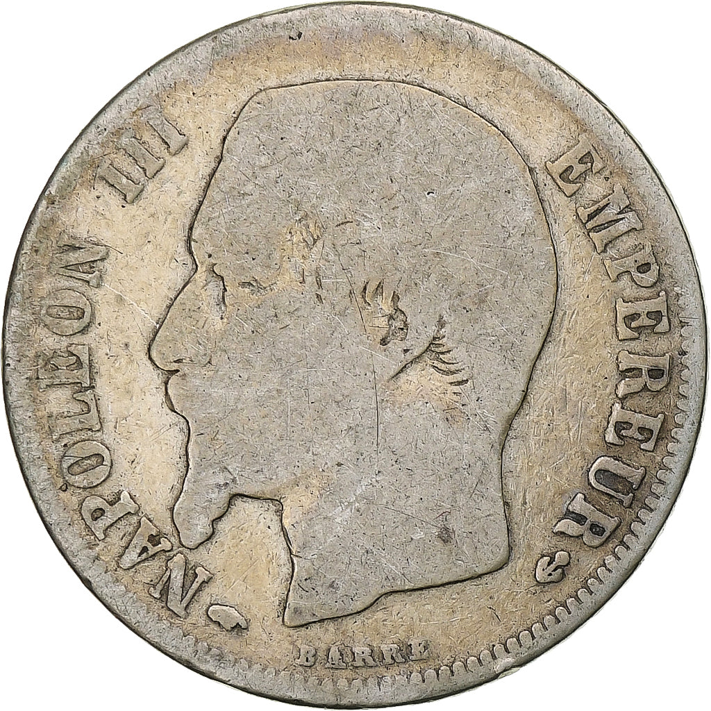 Francia, Napoleon III, Franc, 1859, Paris, Plata, BC, Gadoury:460