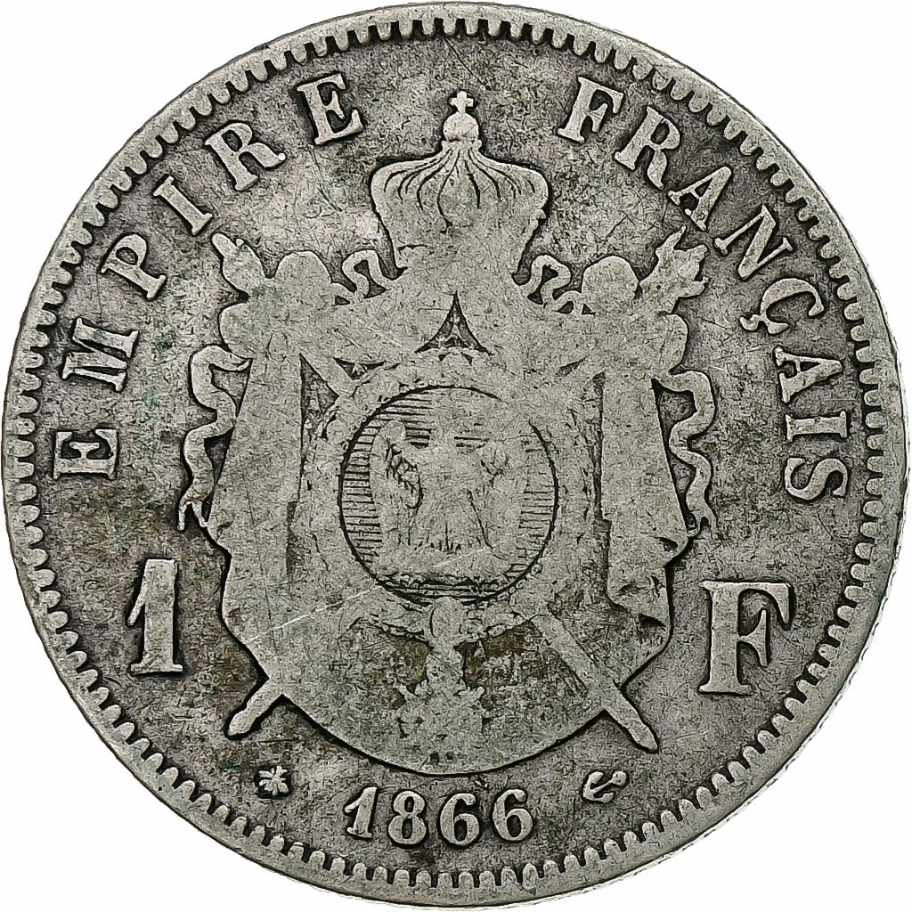 France, Napoleon III, Franc, 1866, Paris, Argent, TB+, KM:806.1
