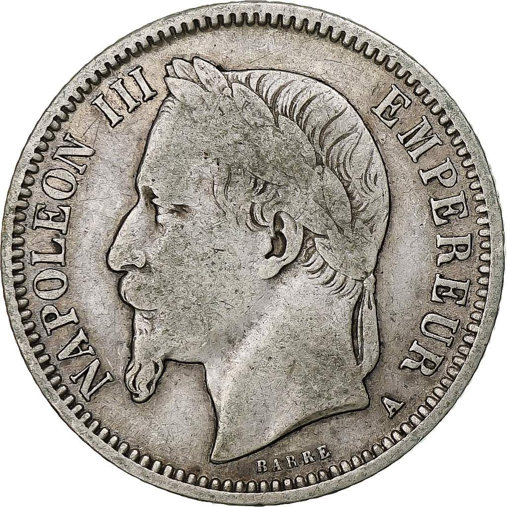 Francia, Napoleon III, Franc, 1868, Paris, Argento, MB+, Gadoury:463, KM:806.1