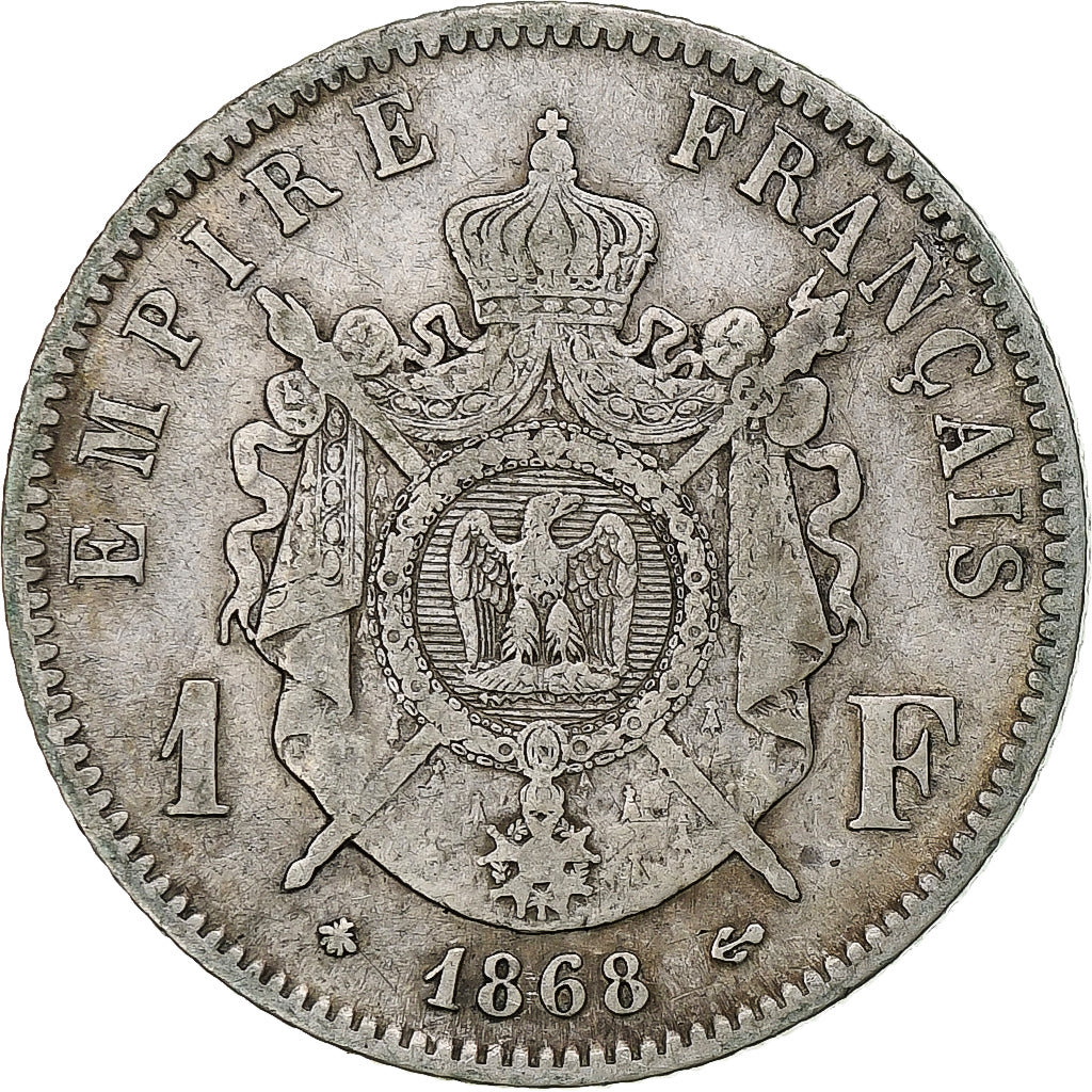 Francia, Napoleon III, Franc, 1868, Paris, Argento, MB+, Gadoury:463, KM:806.1