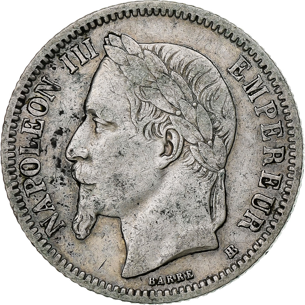Francia, Napoleon III, Franc, 1866, Strasbourg, Argento, BB, Gadoury:463