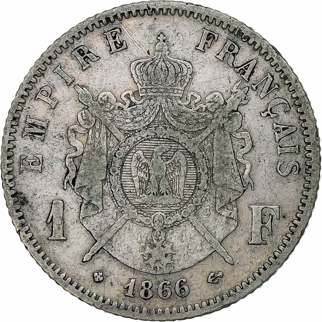 Francia, Napoleon III, Franc, 1866, Strasbourg, Argento, BB, Gadoury:463