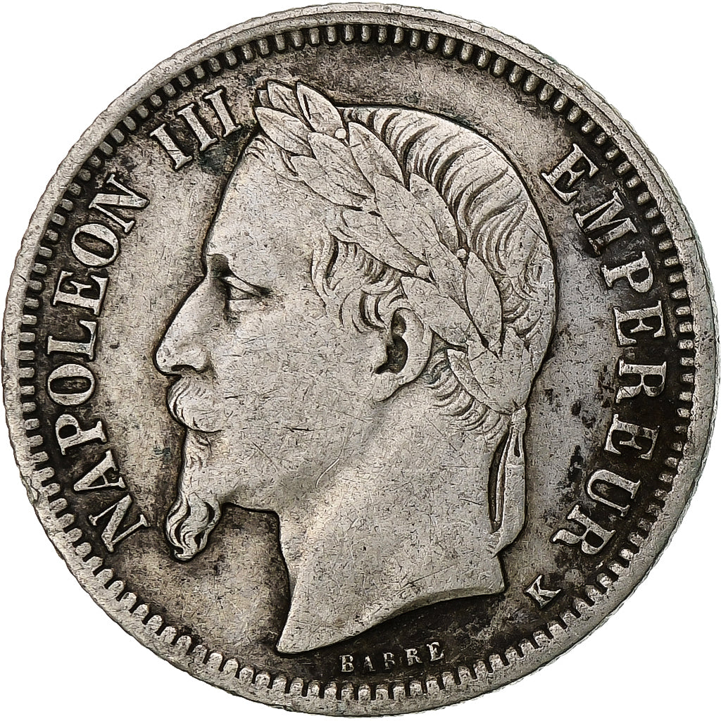 Francia, Napoleon III, Franc, 1867, Bordeaux, Argento, MB+, Gadoury:463