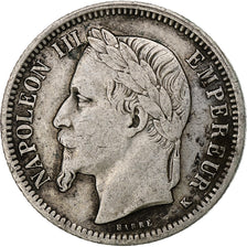 Francia, Napoleon III, Franc, 1867, Bordeaux, Plata, BC+, Gadoury:463, KM:806.3