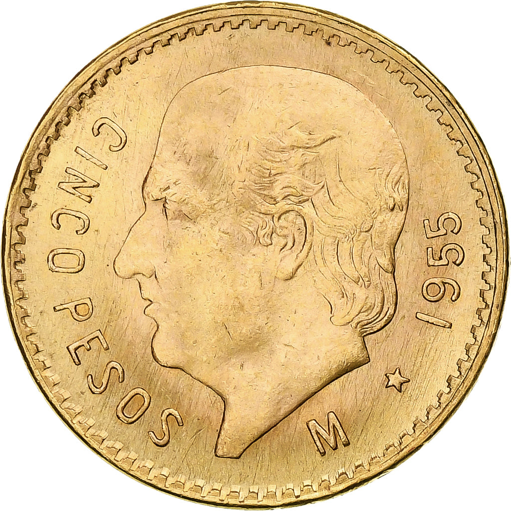 Mexiko, 5 Pesos, 1955, Mexico City, Gold, UNZ, KM:464
