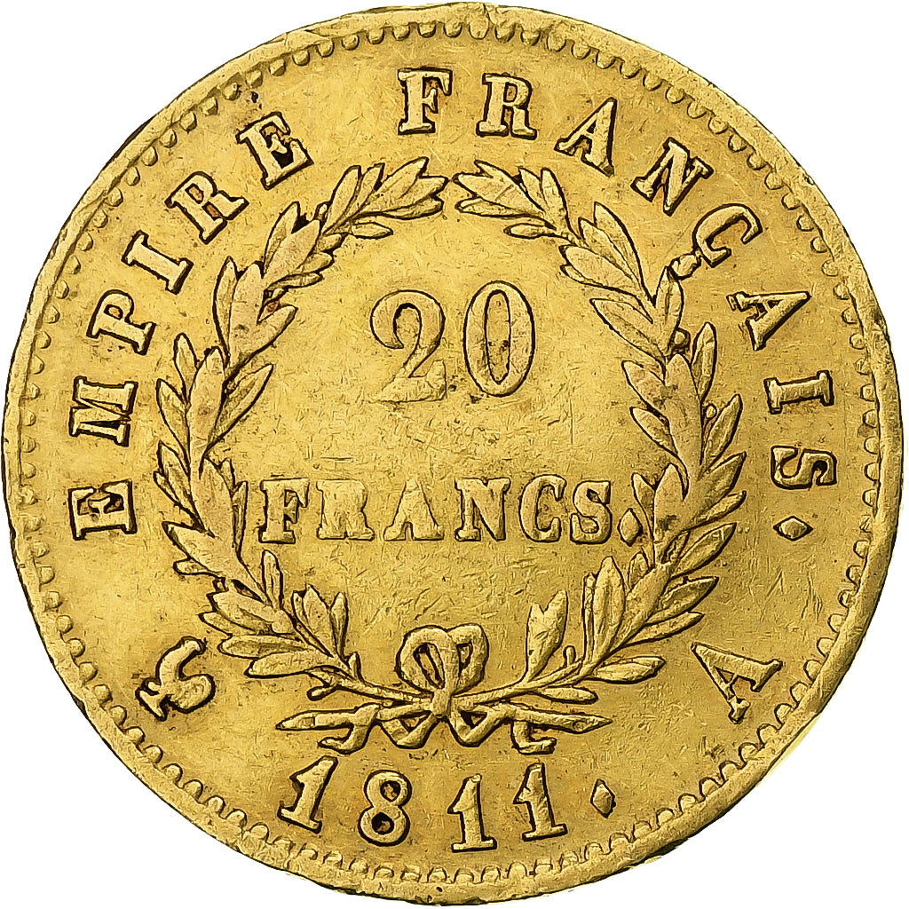 Francia, 20 Francs, Napoléon I, 1811, Paris, Oro, MBC, Gadoury:1025, KM:695.1