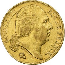 France, Louis XVIII, 20 Francs, 1817, Paris, error lamination, Gold, EF(40-45)