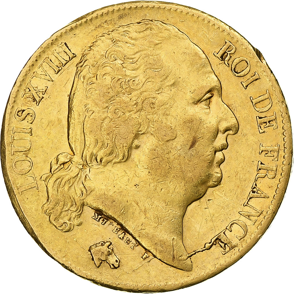 Francia, Louis XVIII, 20 Francs, 1819, Paris, Oro, BB, Gadoury:1028, KM:712.1