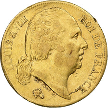 Francia, Louis XVIII, 20 Francs, 1819, Paris, Oro, BB, Gadoury:1028, KM:712.1