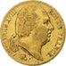 França, Louis XVIII, 20 Francs, 1820, Paris, Dourado, VF(30-35), Gadoury:1028