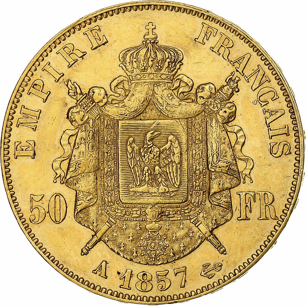 France, Napoleon III, 50 Francs, 1857, Paris, Or, TTB+, Gadoury:1111, KM:785.1