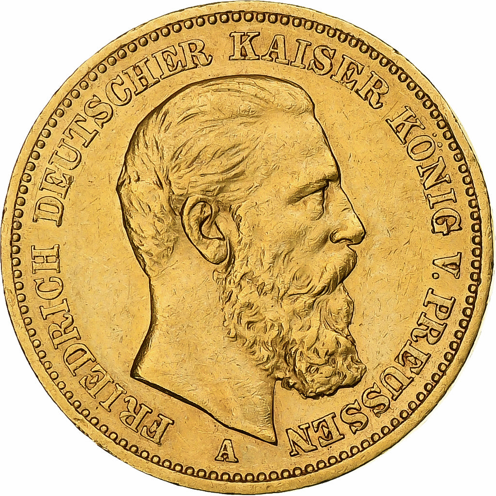German States, PRUSSIA, Friedrich III, 20 Mark, 1888, Berlin, Gold, AU(50-53)