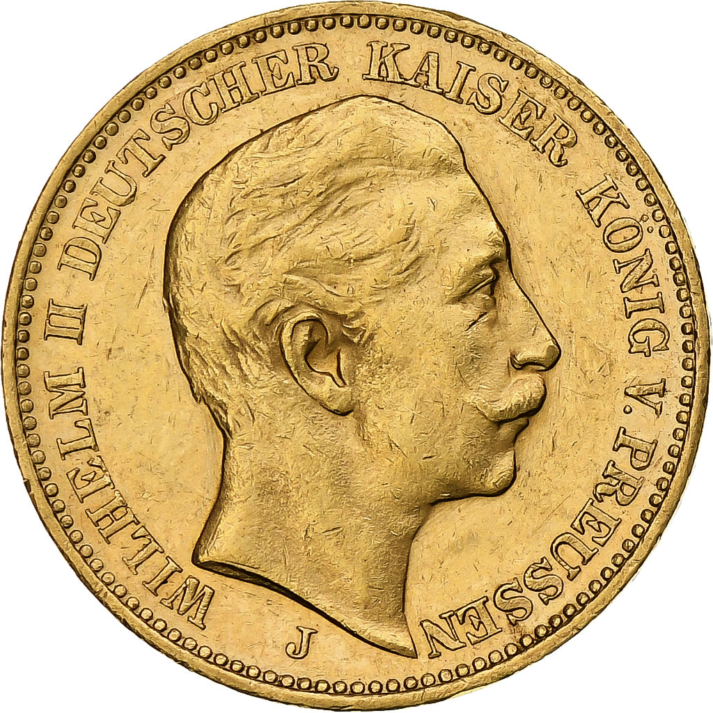 Stati tedeschi, PRUSSIA, Wilhelm II, 20 Mark, 1912, Hamburg, Oro, BB+, KM:521