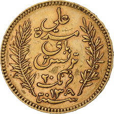 Tunesien, Ali Bey, 20 Francs, 1892, Paris, Gold, SS, Lecompte:444, KM:227