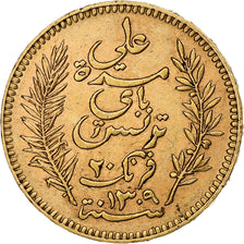 Tunesien, Ali Bey, 20 Francs, 1892, Paris, Gold, SS+, Lecompte:444, KM:227