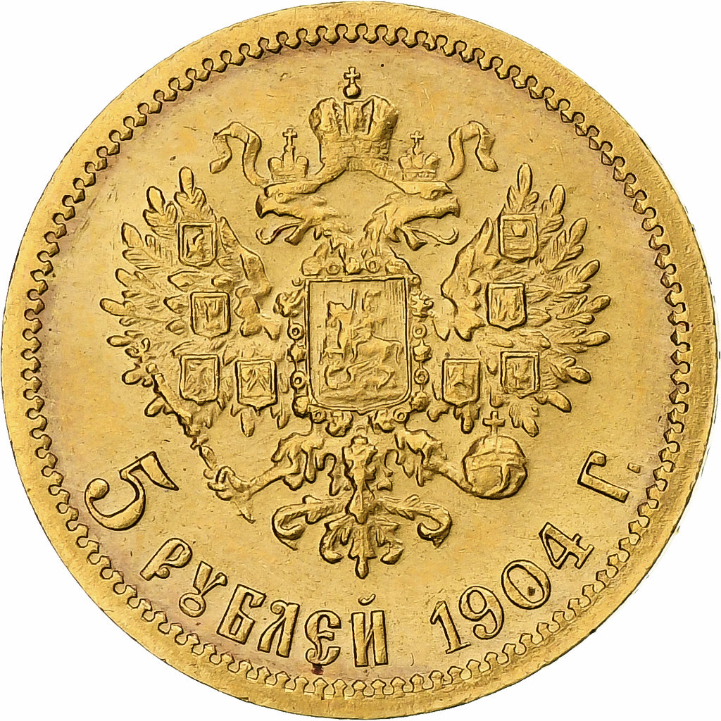 Russie, Nicholas II, 5 Roubles, 1904, Saint-Pétersbourg, Or, TTB, KM:62