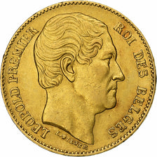 Belgia, Leopold I, 20 Francs, 20 Frank, 1865, Złoto, AU(50-53), KM:23