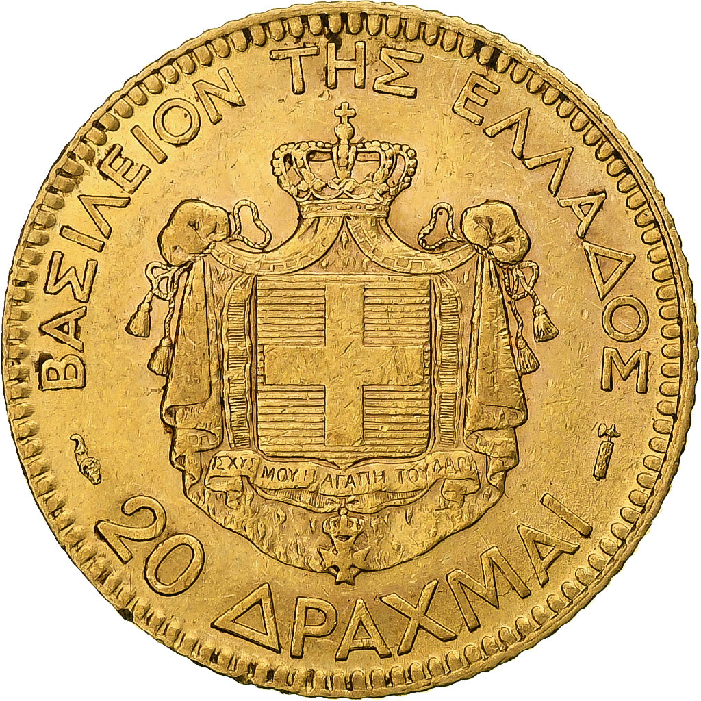 Griekenland, George I, 20 Drachmai, 1884, Paris, Goud, ZF+, KM:56