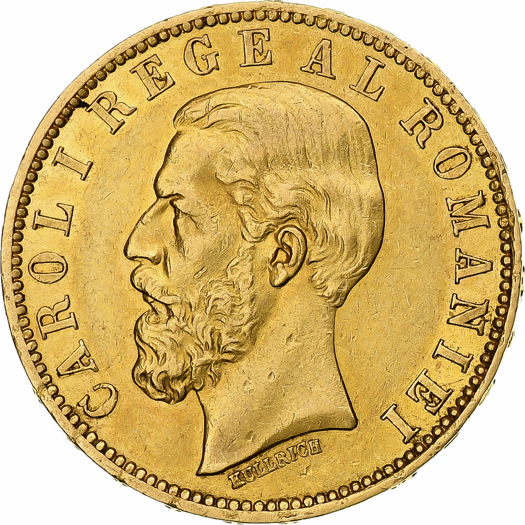 Roemenië, Carol I, 20 Lei, 1883, Goud, PR, KM:20