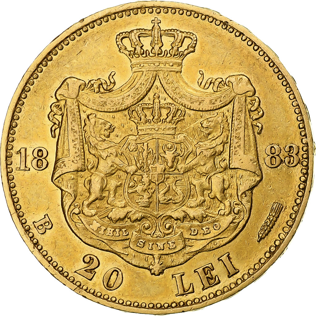 Roemenië, Carol I, 20 Lei, 1883, Goud, PR, KM:20