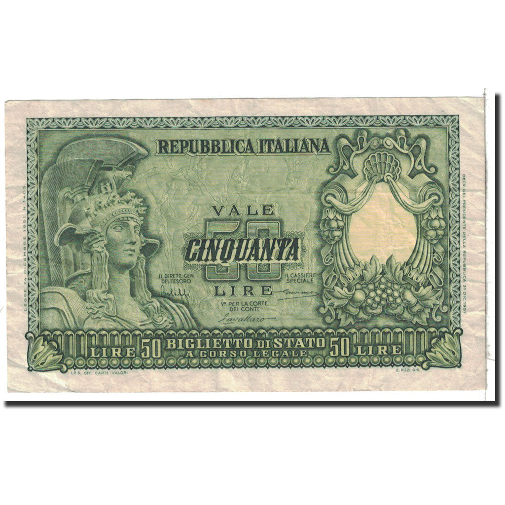 Banknote, Italy, 50 Lire, 1951, 1951-12-31, KM:91a, EF(40-45)
