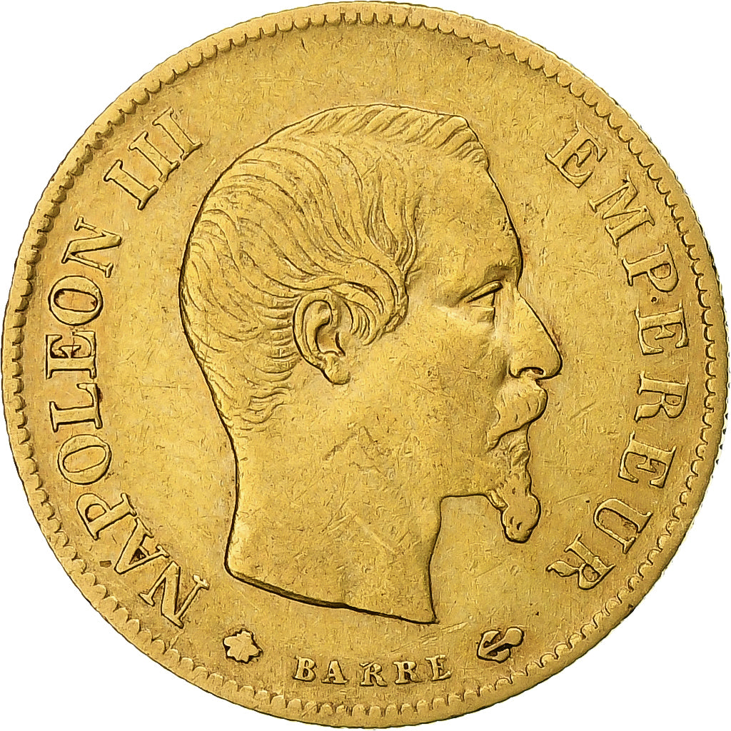 Francia, Napoleon III, 10 Francs, 1859, Strasbourg, Oro, BB, KM:784.4