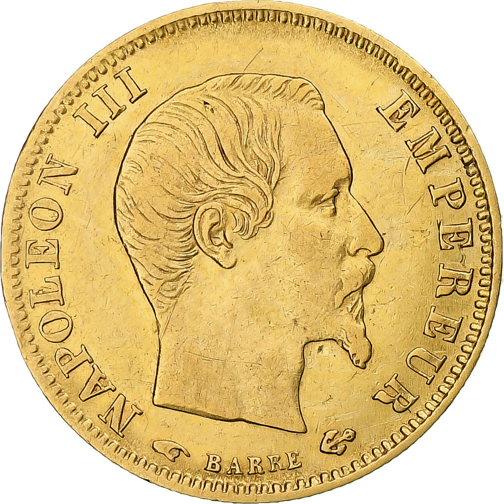 Frankreich, Napoleon III, 5 Francs, 1858, Paris, Gold, SS+, Gadoury:1001
