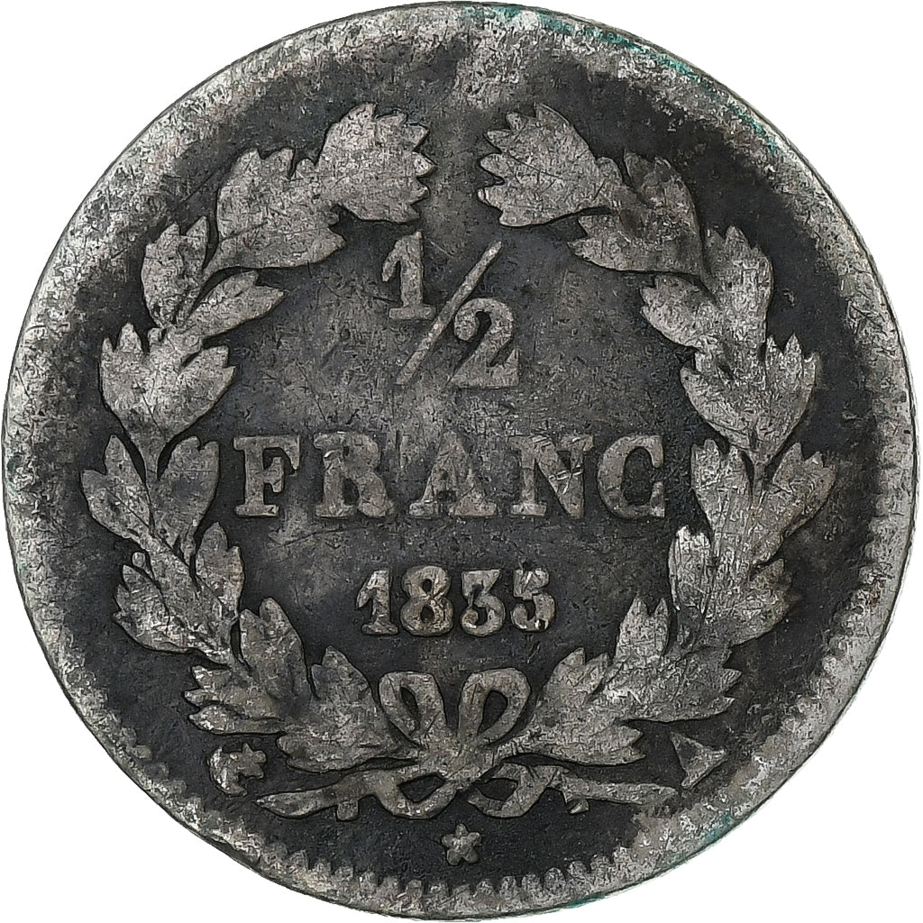 France, 1/2 Franc, Louis-Philippe, 1835, Paris, Argent, B, Gadoury:408, KM:741.1