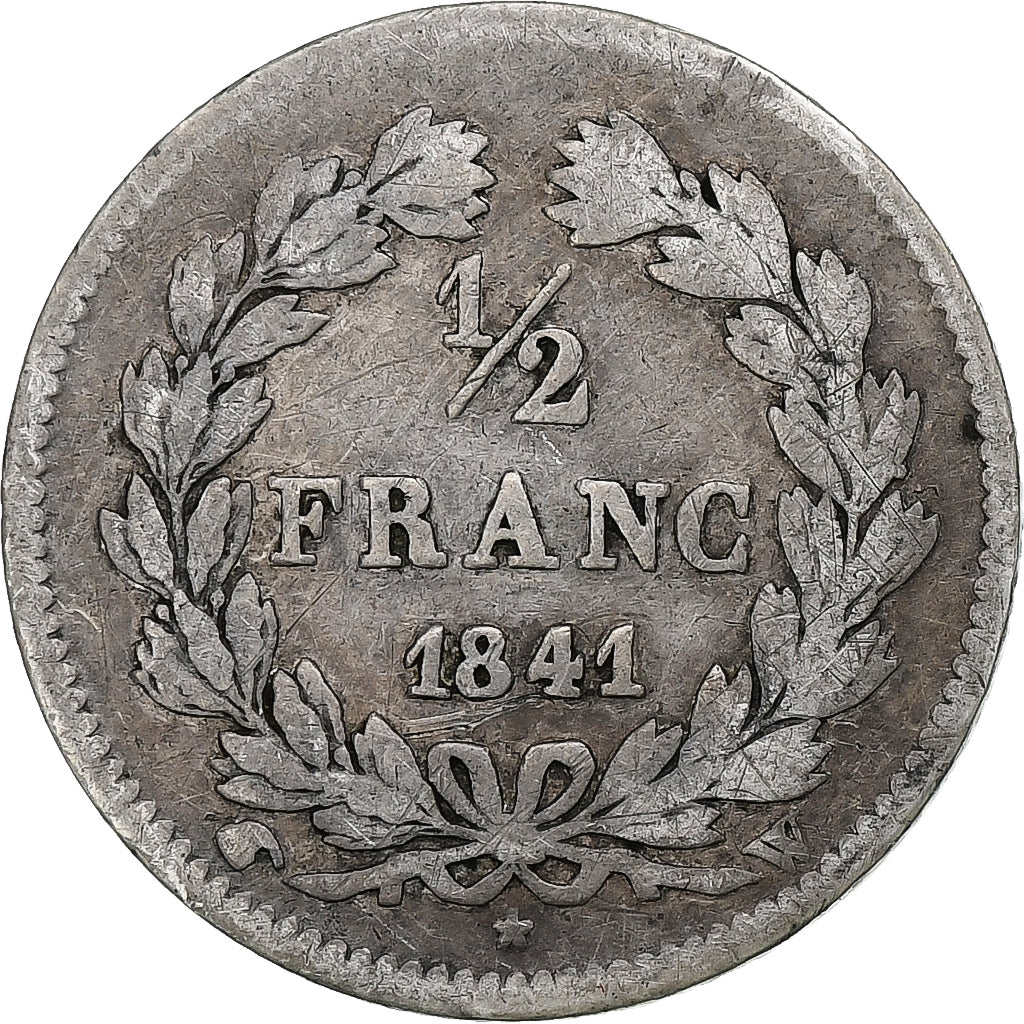 Francia, 1/2 Franc, Louis-Philippe, 1841, Lille, Argento, MB, Gadoury:408