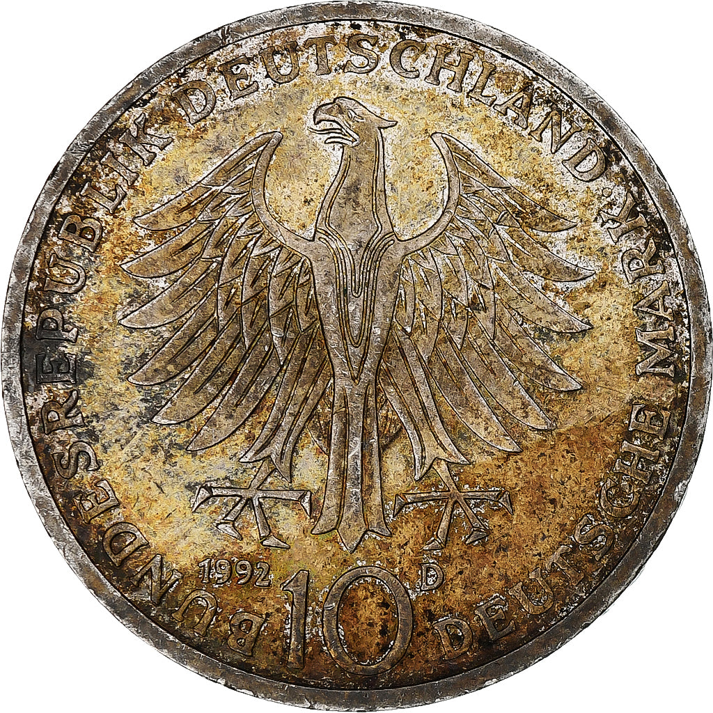 Bundesrepublik Deutschland, 10 Mark, 1992, Munich, Silber, SS+, KM:179