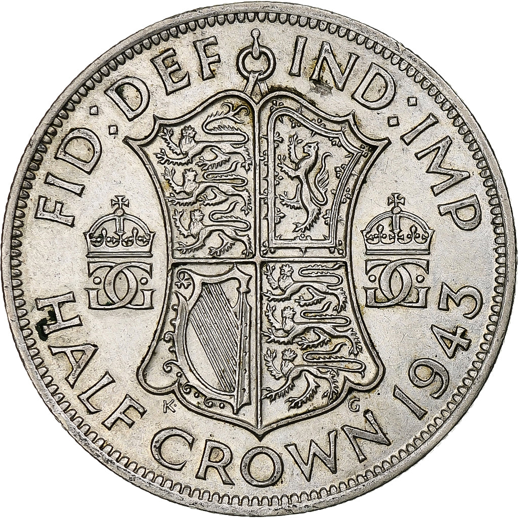 Gran Bretagna, George VI, 1/2 Crown, 1943, British Royal Mint, Argento, SPL-