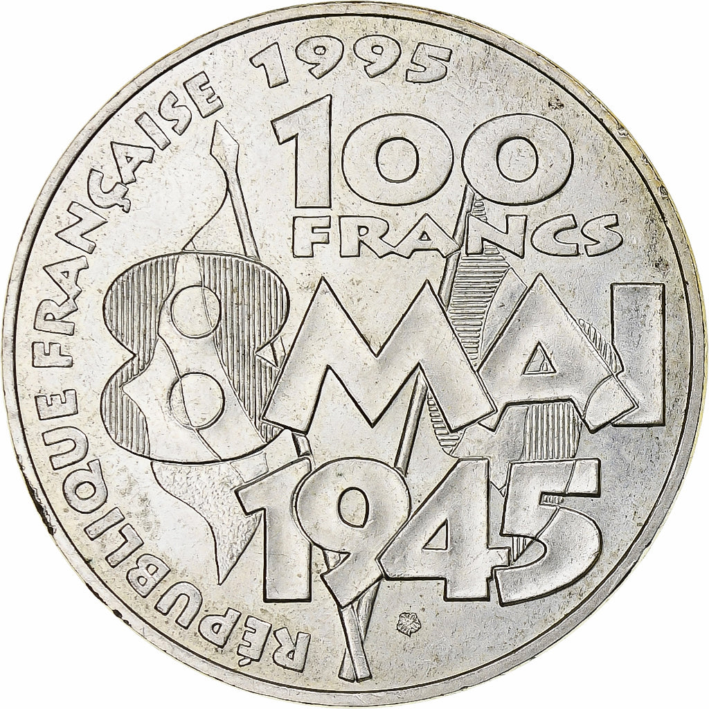 Francja, 100 Francs, 8 mai 1945, 1995, Paris, Srebro, AU(50-53), Gadoury:952