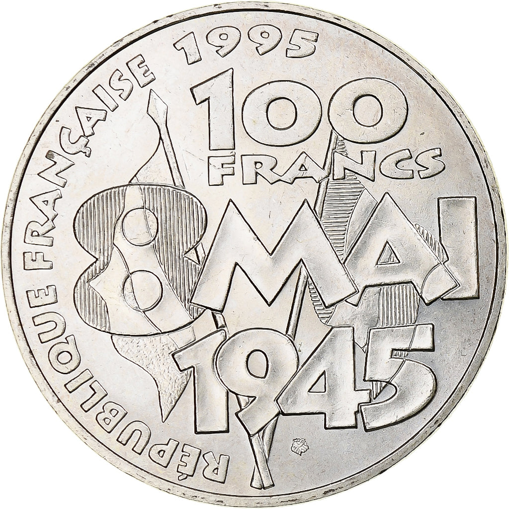 France, 100 Francs, 8 mai 1945, 1995, Paris, Argent, SUP, Gadoury:952, KM:1116.1
