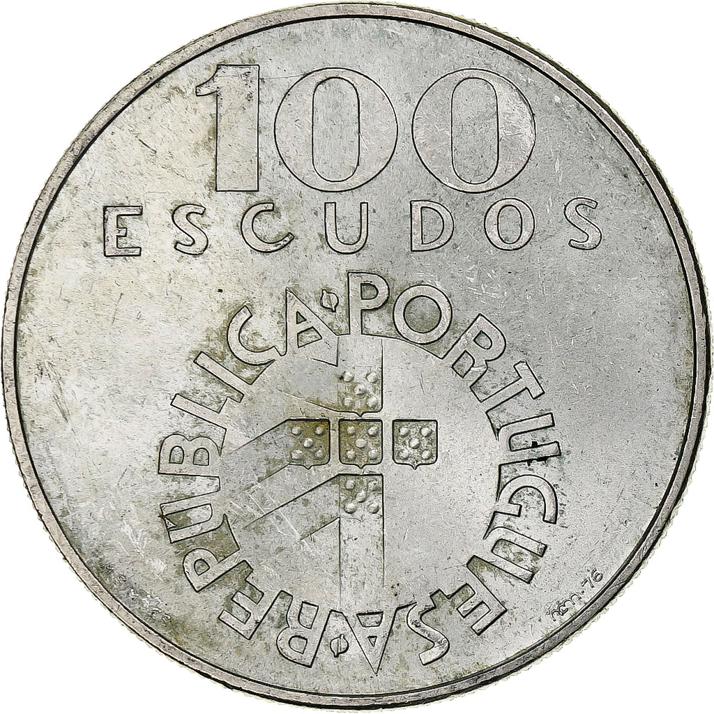 Portugal, 100 Escudos, 1974, Lisbon, Srebro, AU(50-53), KM:603