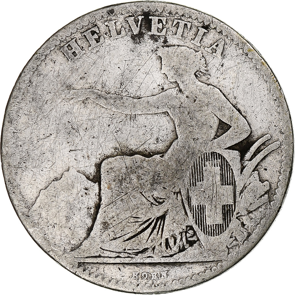 Schweiz, 2 Francs, 1862, Bern, Silber, SGE+, KM:10a